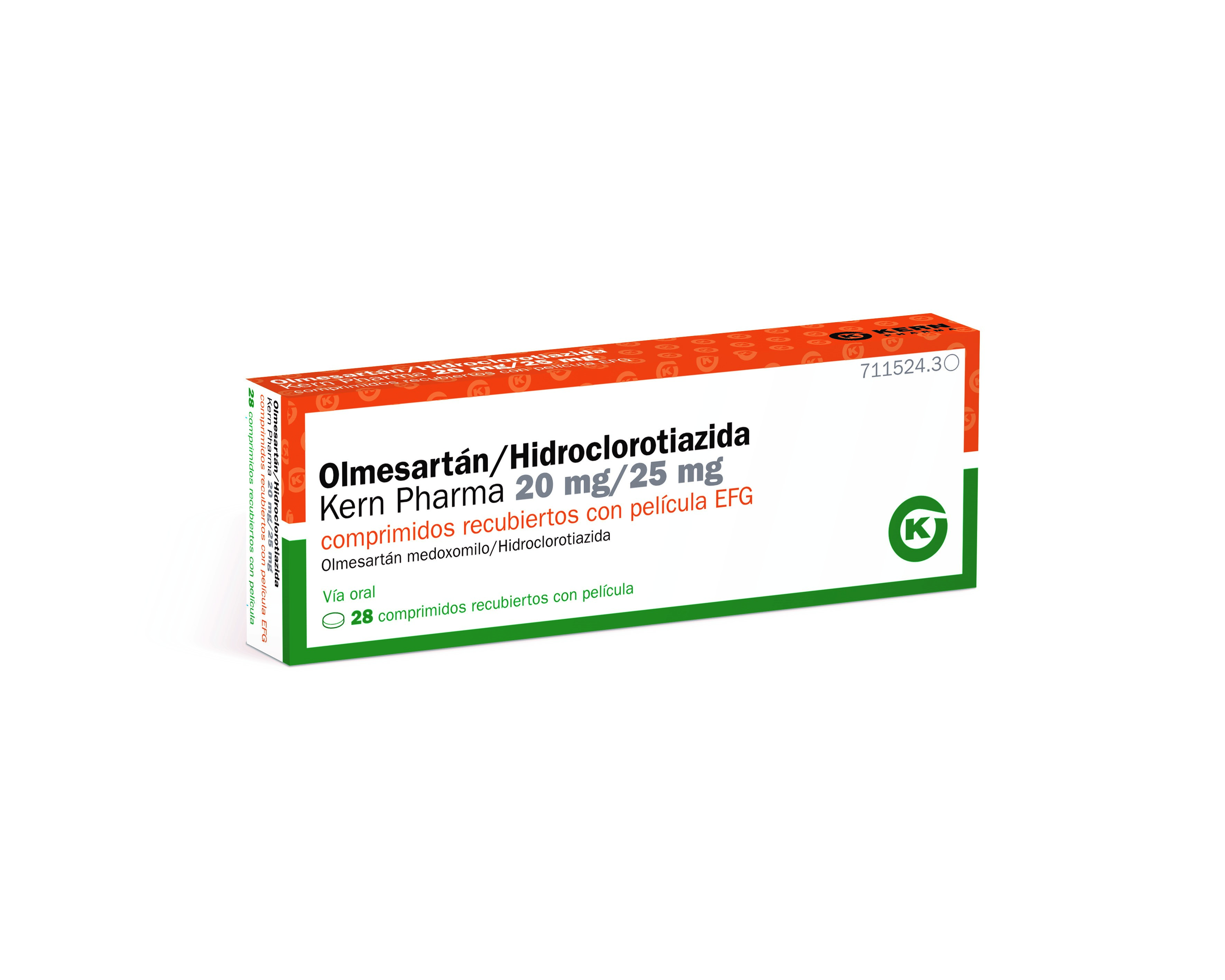 Olmesartán-Hidroclorotiazida EFG 20 mg-25 mg, 28 compr. recub.