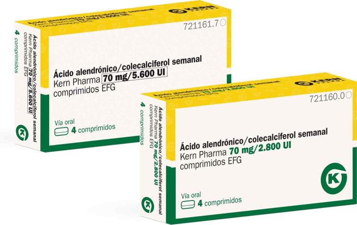 Kern Pharma lanza Ácido alendrónico/colecalciferol semanal Kern Pharma EFG para el tratamiento de la osteoporosis postmenopáusica.