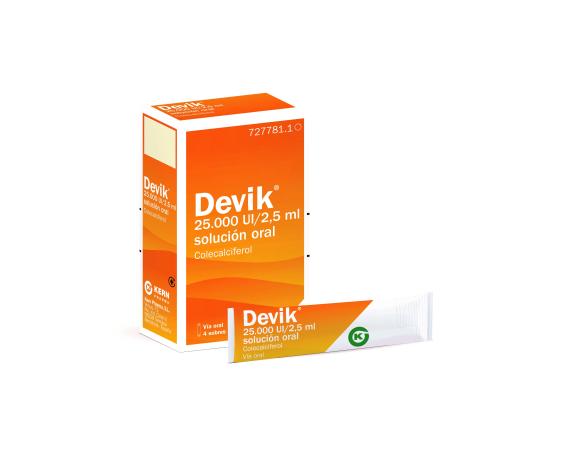 Devik® 25.000 UI / 2,5 ml solución oral, 4 stick pack