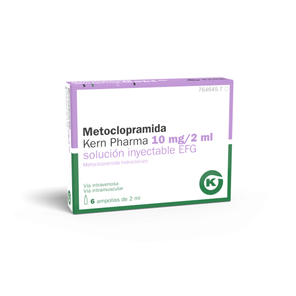 METOCLOPRAMIDA KERN PHARMA 10mg/2ml sol. inyectable EFG, 6 ampollas de 2 ml