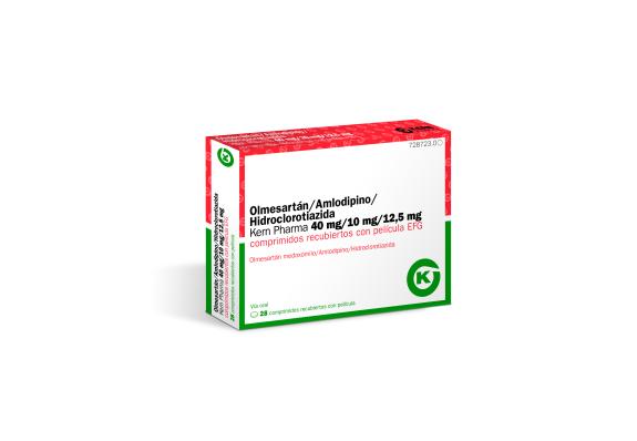 Olmesartán/Amlodipino/Hidroclorotiazida KERN PHARMA 40 mg / 10 mg / 12,5 mg comprimidos recubiertos con película EFG