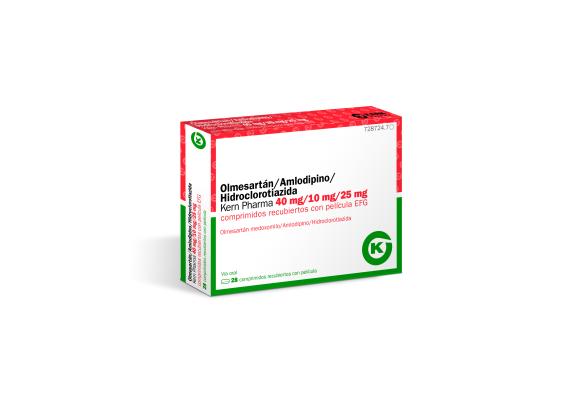 Olmesartán/Amlodipino/Hidroclorotiazida KERN PHARMA 40 mg / 10 mg / 25 mg comprimidos recubiertos con película EFG