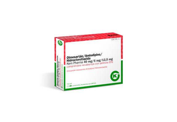 Olmesartán/Amlodipino/Hidroclorotiazida KERN PHARMA 40 mg / 5 mg / 12,5 mg comprimidos recubiertos con película EFG