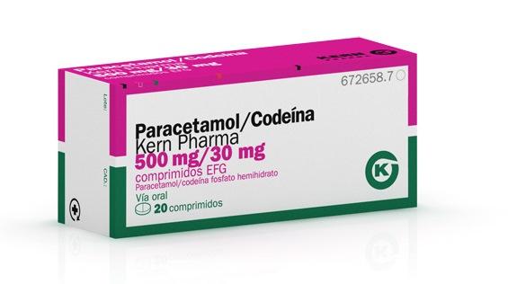 Paracetamol / Codeína Kern Pharma EFG 500 mg/30 mg, 20 compr.