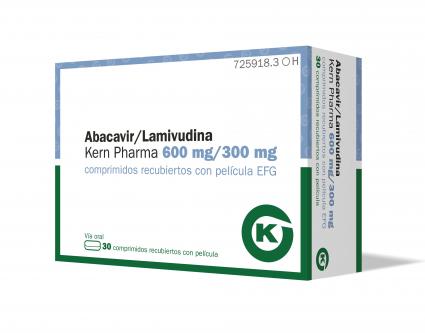 Abacavir/Lamivudina Kern Pharma 600 mg/300 mg comprimidos recubiertos con película EFG